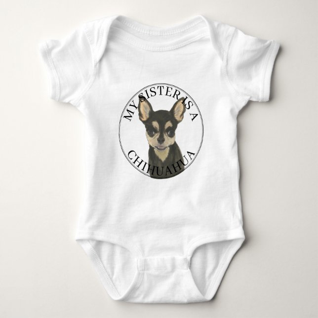 Black Tan Chihuahua Dog Big Sister T Shirt (Framsida)