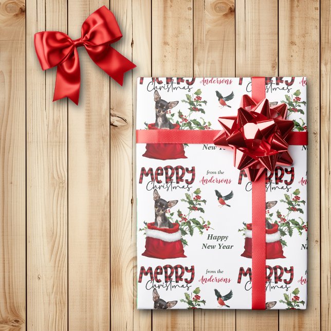 Black Tan Chihuahua Hund jul Gift Bag Presentpapper (Skapare uppladdad)
