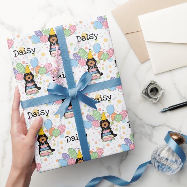 Black Tan Cockapoo Cavapoo Hund Birthday Presentpapper (Gifting)