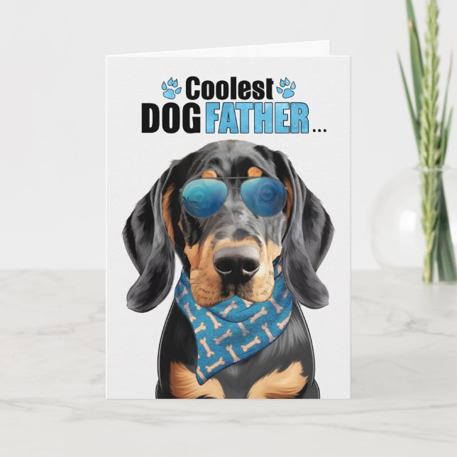 Black Tan Coonhound Coolest Pappa All Fars dag Helgkort (Framsida)