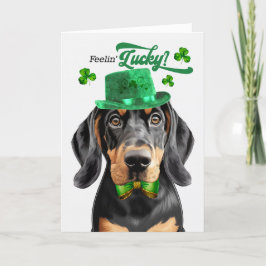 Black Tan Coonhound Hund Lucky St patrick's day Helgkort