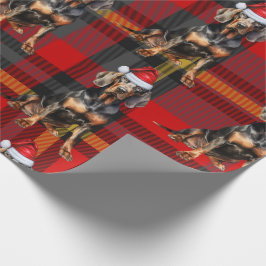 Black Tan Coonhound Hund och Red Play-jul Presentpapper