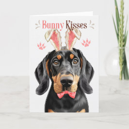 Black Tan Coonhound i Bunny Öron för Påsk Helgkort