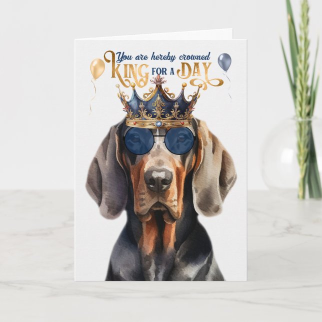 Black Tan Coonhound Kung för en daglig födelsedag Kort (Framsida)
