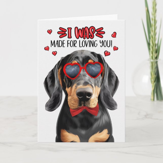 Black Tan Coonhound Made for Loving You Valentine Helgkort (Framsida)