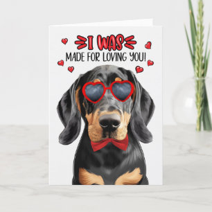 Black Tan Coonhound Made for Loving You Valentine Helgkort
