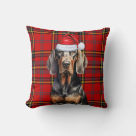 Black Tan Coonhound Red Grönt Play Hund Kudde