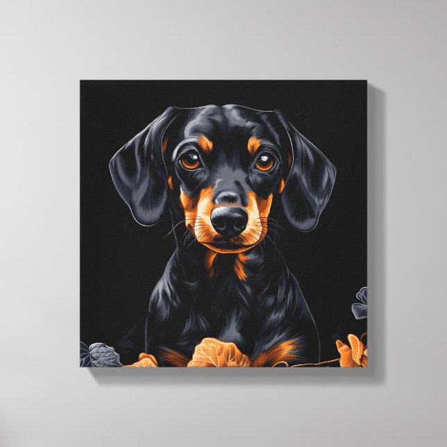 Black & Tan Dachshund Canvastryck (Framsida)