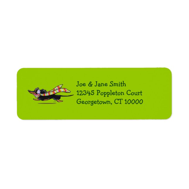 Black Tan Dachshund Cute Winter Returadress Etikett (Framsidan)