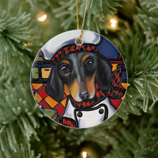 Black Tan Dachshund Julgransprydnad Keramik (Träd)