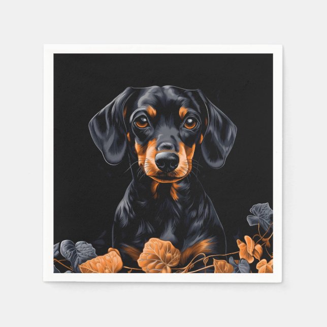 Black & Tan Dachshund Pappersservett (Framsidan)