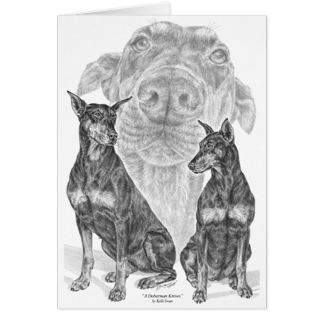 Black/Tan Doberman Pinscher Hund Art av Kelli Svan Hälsningskort (Framsidan)