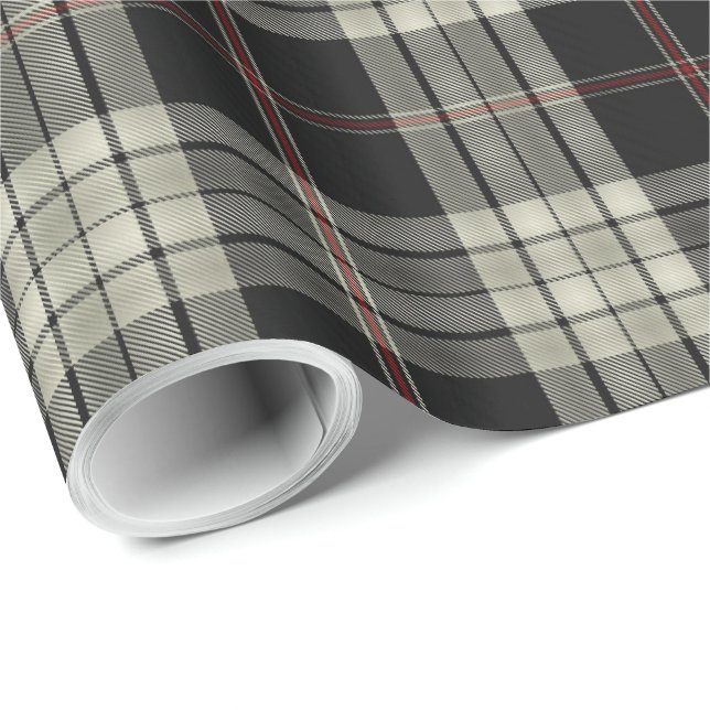 Black Tan Ecru Red Tartan Play Presentpapper (Rullad Hörn)