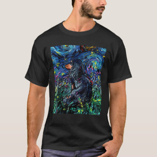 Black Tan Long Hair Dachshund Starry Natt Hund Art T Shirt