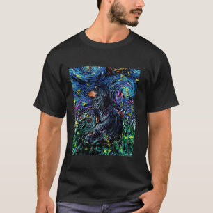 Black Tan Long Hair Dachshund Starry Natt Hund Art T Shirt