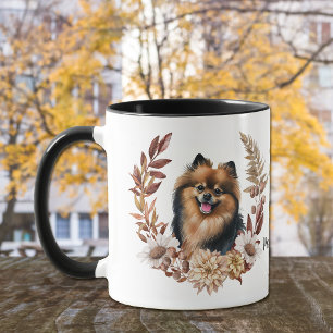 Black Tan Pomeranian Hund Autumn Wandeans Mugg