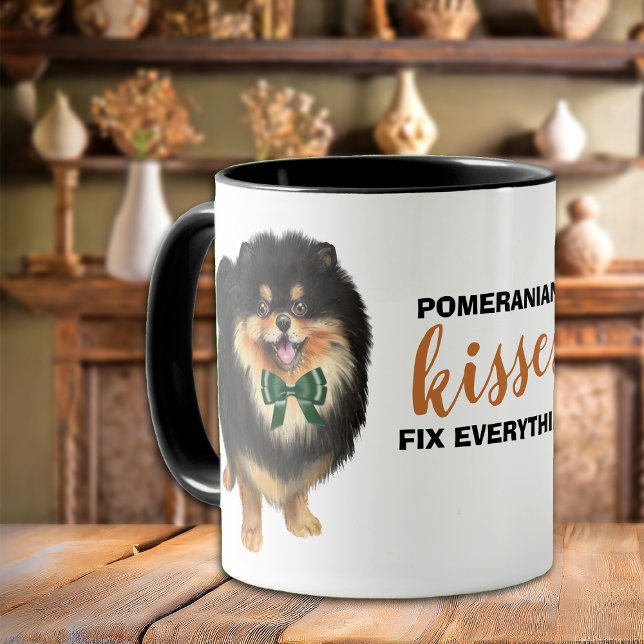 Black Tan Pommern Kisses åtgärdar allt Mugg (Skapare uppladdad)