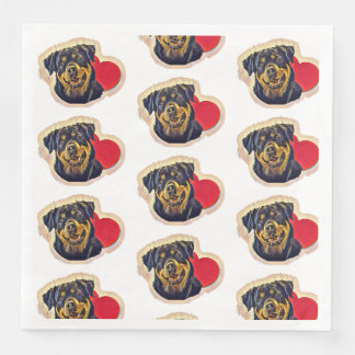 Black Tan Rottweiler Heart Pappersservett