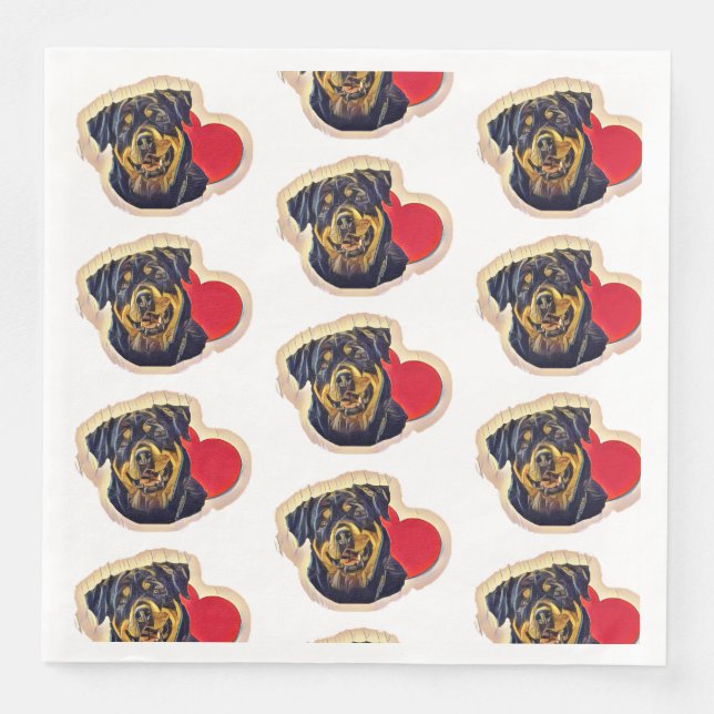 Black Tan Rottweiler Heart Pappersservett (Framsida)