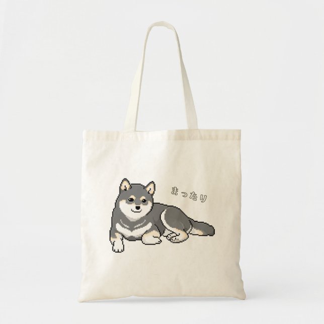 Black & Tan Shiba Inu Hund Resting Pixelart Tygkasse (Framsidan)