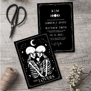 Black tarot Goth bröllop Inbjudningar
