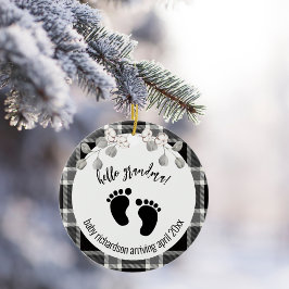 Black Tartan Julafton Grandma Announcement Julgransprydnad Keramik