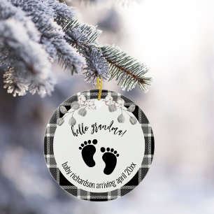 Black Tartan Julafton Grandma Announcement Julgransprydnad Keramik