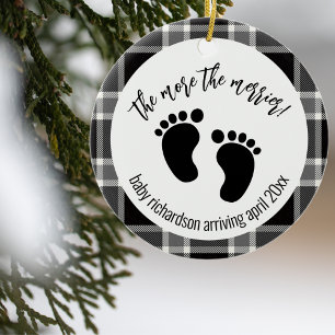 Black Tartan Julafton Gravid Meddelande om Julgransprydnad Keramik
