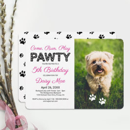 Black Tass avtryck Anpassningsbar Pet Birthday Paw Inbjudningar