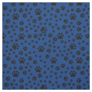 Black Tass avtryck på Royal Blue Fabric Tyg