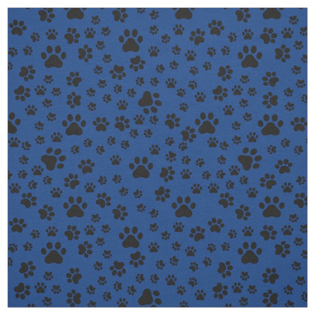 Black Tass avtryck på Royal Blue Fabric Tyg (Provkarta)