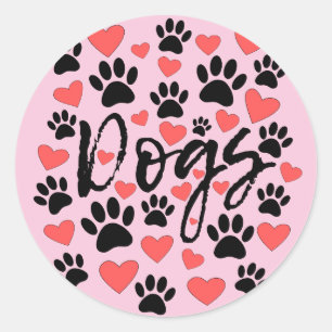 Black Tass avtryck Red Hearts Typography Rosa Runt Klistermärke