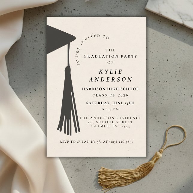 Black Tassel High School Graduation Party Inbjudningar (Black Tassel High School Graduation Party Invitation)