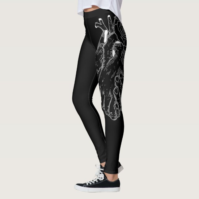 Black Tattoo Modern Sketch Sport Gym Leggings (Vänster)
