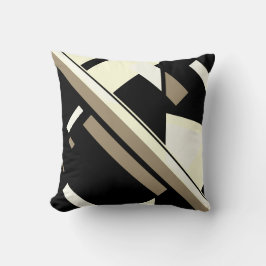 Black Taupe Cream White Diagonal Art MCM-utseende Kudde