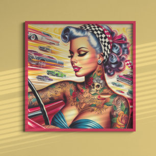 Bläck Tävla Girl Poster