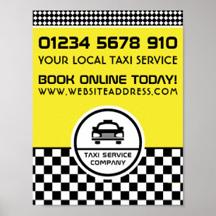 Black Taxi Cab Circled Logotyp Advertising Poster
