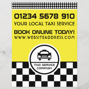 Black Taxi Cab Circled Logotyp med Pris lista Reklamblad