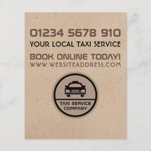 Black Taxi Cab Logotyp, Kraft Papprare Effect Pris Flygblad