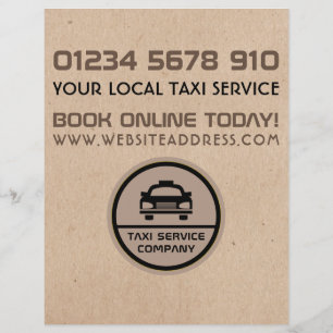 Black Taxi Cab Logotyp, Kraft Papprare Effect Pris Reklamblad