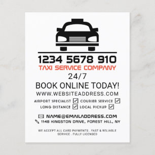 Black Taxi Cab-Logotyp, Taxi Cab-firma med Prisare Flygblad
