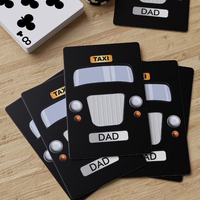 Black Taxi Cab Monogram Personlig Uppspelningskort Casinokort (Perfect gift for the dad who is your personal chauffeur. He's best taxi driver )