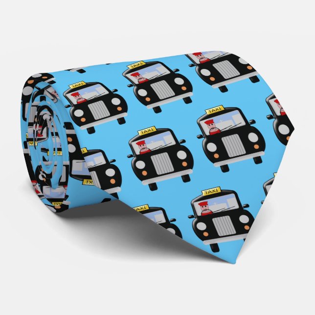 Black Taxi Design Neck Tie Slips (Rullad)