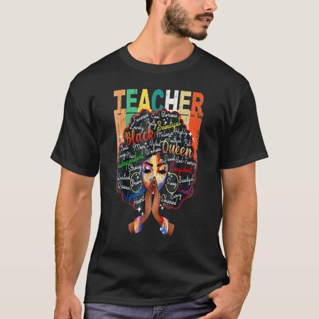 Black Teacher Afro Melanin Retro Black History Mon T Shirt (Framsida)