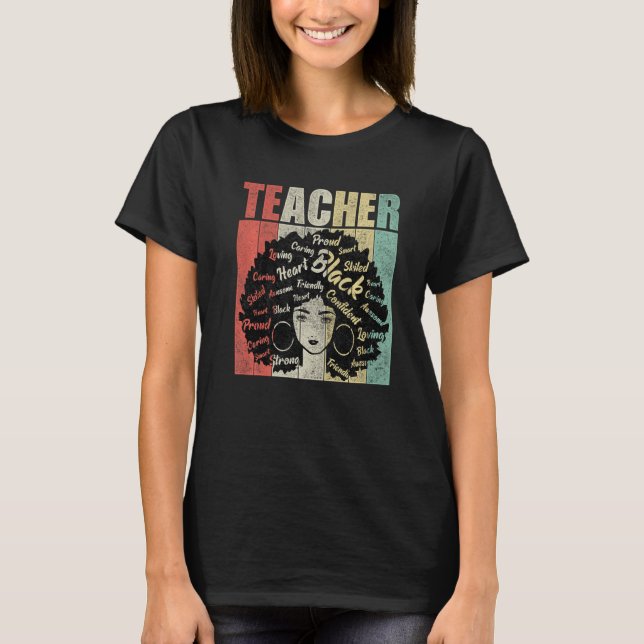 Black Teacher Afro Proud African American Black Hi T Shirt (Framsida)