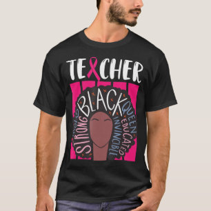 Black Teacher Breast Cancer Awareness Afro Woman W T Shirt