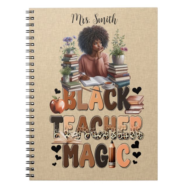 Black Teacher Custom Journal Anteckningsbok (Framsidan)