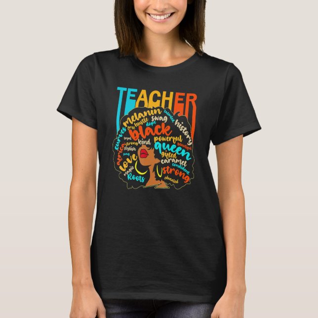 Black Teacher Educator Magic Africa Proud History  T Shirt (Framsida)