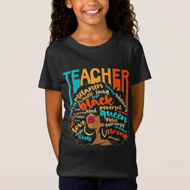 Black Teacher Educator Magic Afrika Proud History T Shirt (Framsida)