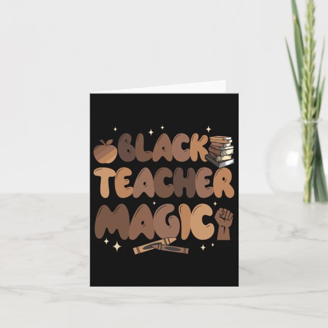 Black Teacher History Magic Education Melanin Afro Kort (Framsida)